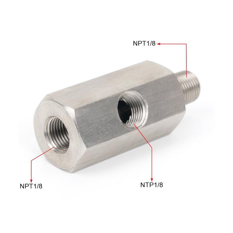 Oil Pressure Sensor Connector Feed Line Gauge Tee Adapter Oil Pressure Sensor Tee 1/8"NPT Female To M12 M10 M14 1/8NPT 1/4NPT