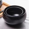 5 Inch Classic Porcelain Rice Bowl Eco-Friendly Disposable Black Ceramic Monk Bowl Food Grade 4 Inch for Temple Use