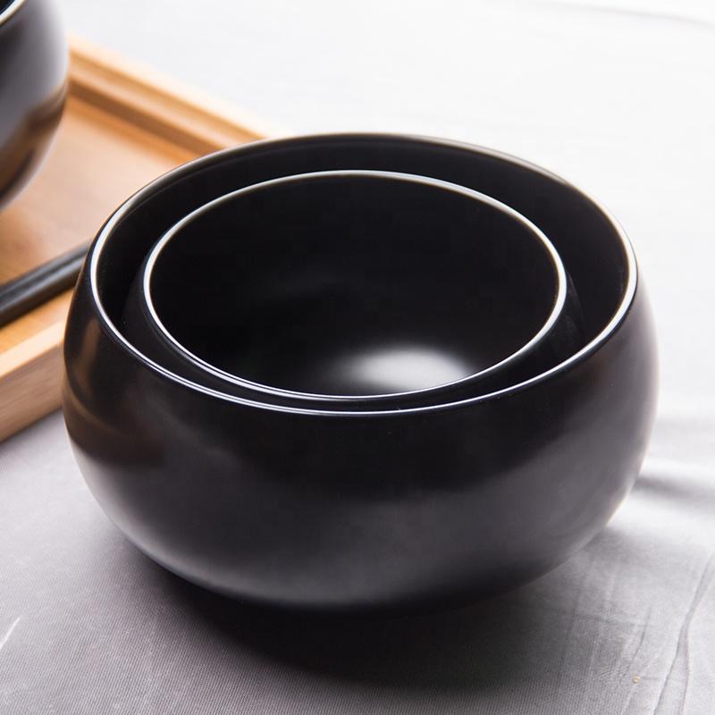 5 Inch Classic Porcelain Rice Bowl Eco-Friendly Disposable Black Ceramic Monk Bowl Food Grade 4 Inch for Temple Use