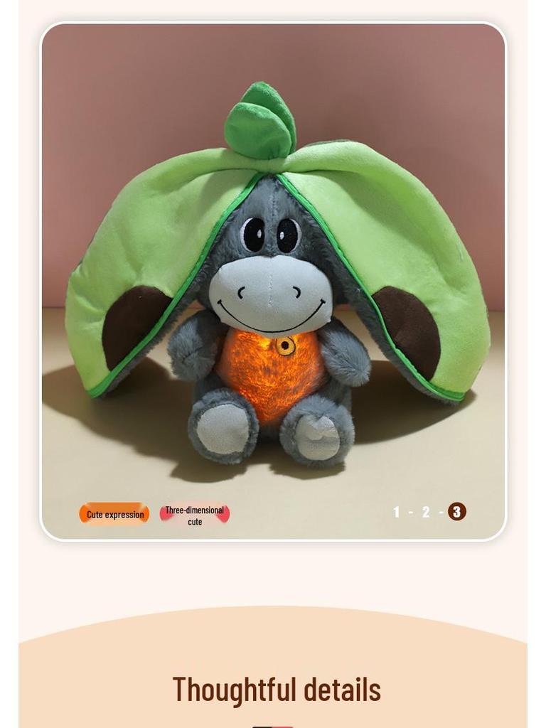 Glowing Breathing Avocado Donkey Plush Toy - Washable & Funny Comfort Doll for Kids