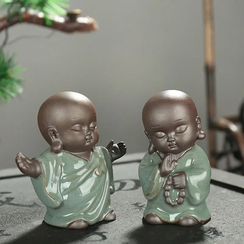 F Creative Boutique Улыбающийся Будда Чайный питомец Керамические украшения Безумный монах Фигурки кунг-фу и мини-товары для дома Офисное украшение