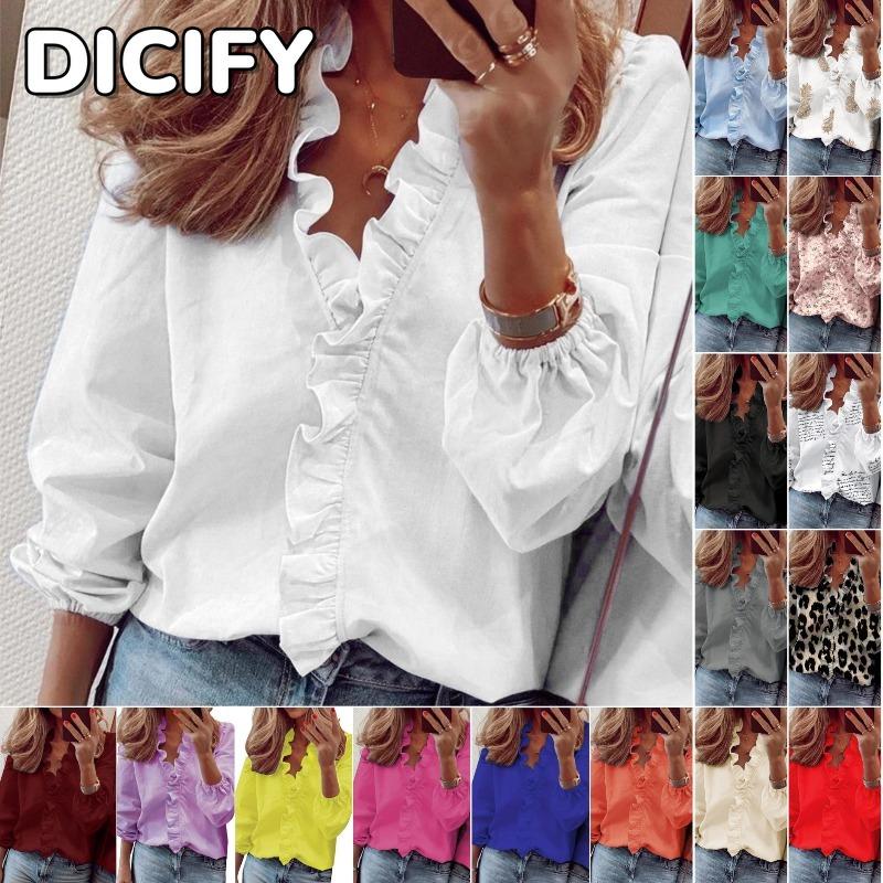 DICIFY Женская Мода Повседневная Лето Весна Осень Зима V-образный вырез Блузки и Рубашки