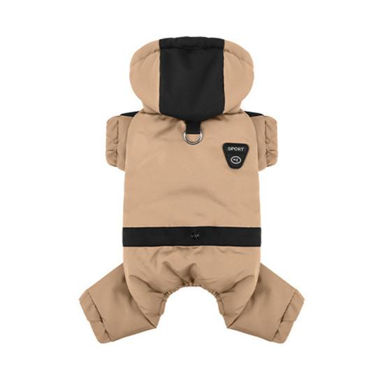 Зимнее пальто для собаки с капюшоном, застежка на пуговицах, куртка для щенка, теплая, ветрозащитная, толстовка с капюшоном для собак