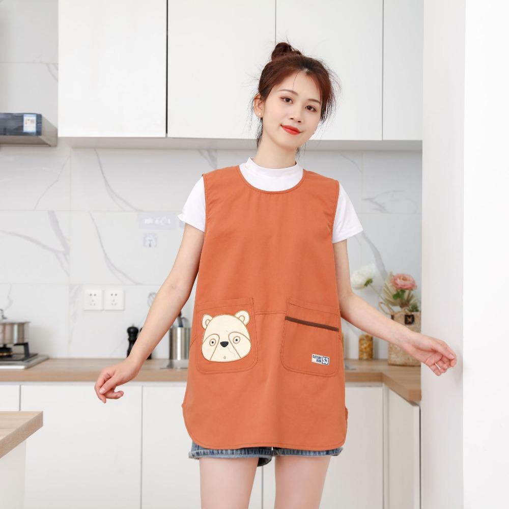 Хлопковый фартук-жилет с грязеотталкивающей пропиткой, дышащий, защищающий от загрязнений, карман с медведем, униформа для кофейни, аксессуары для одежды