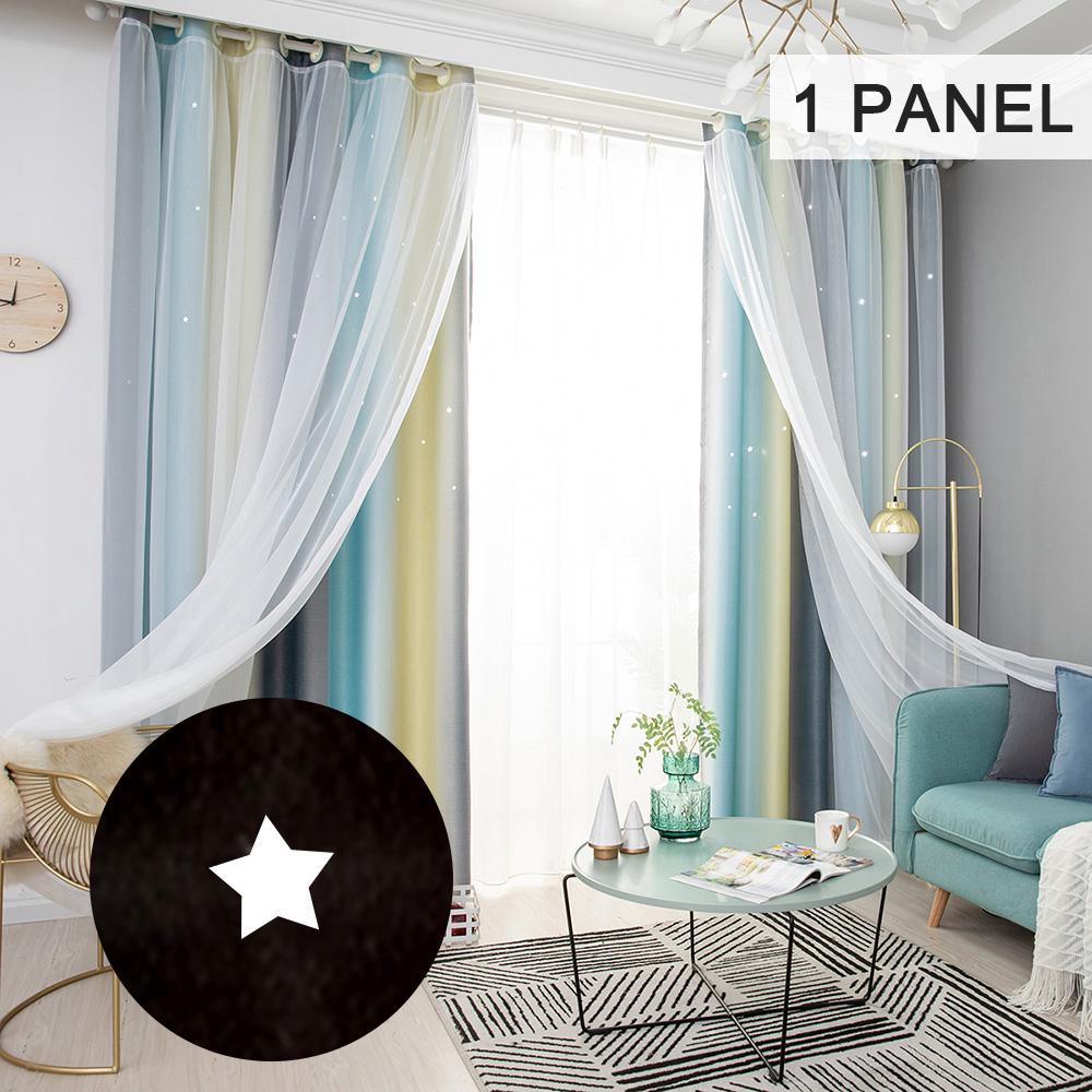 1 панель, шторы со звездами, плотные шторы со звездами для детей, для девочек, гостиной, красочные двухслойные оконные шторы со звездами