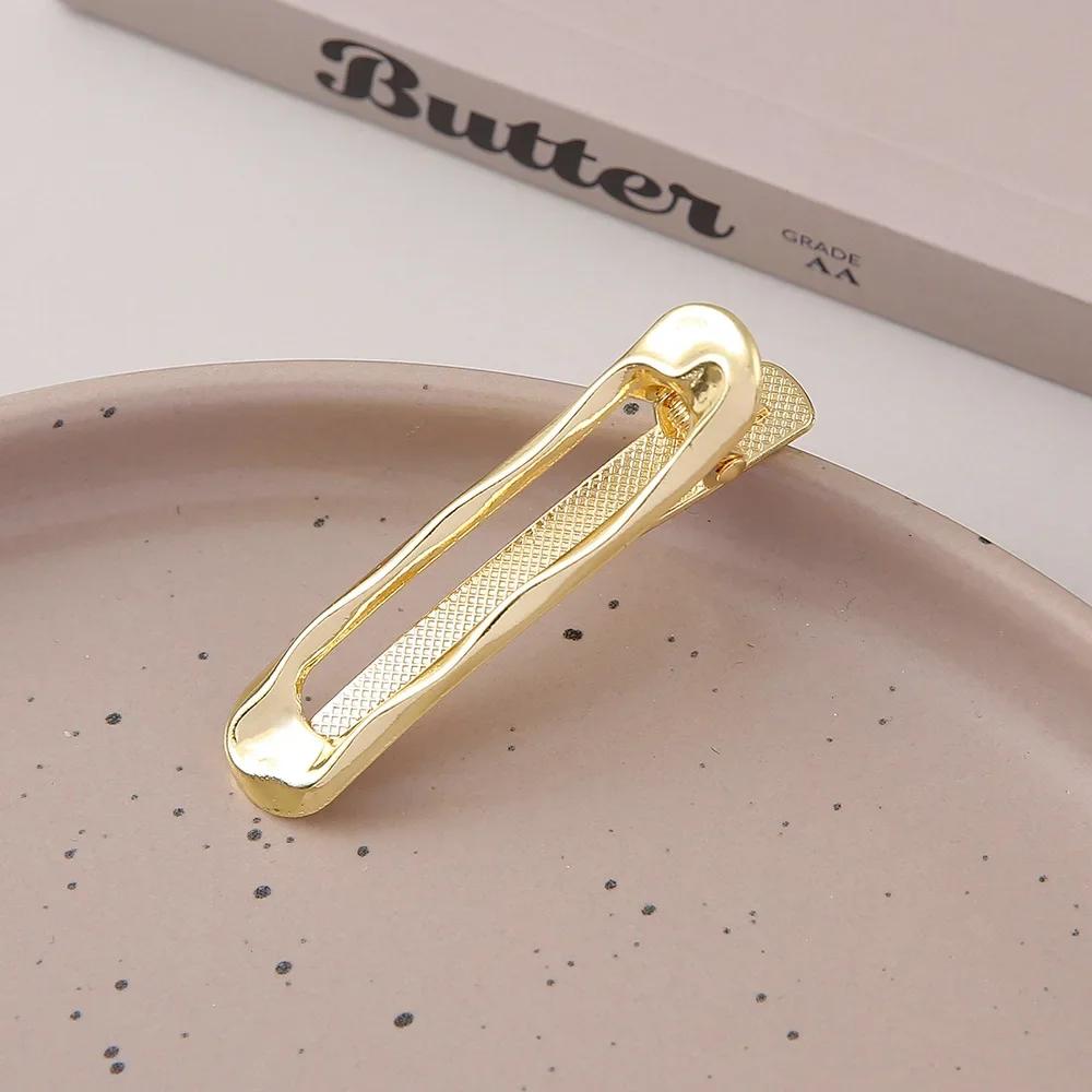 Изысканные Металлические Полые Заколки для Волос Золотого и Серебряного Цвета Сладкие Крутые Заколки для Челки Заколки-Уточки для Лба и Выбивающихся Волос Шпильки Стильные Головные Уборы