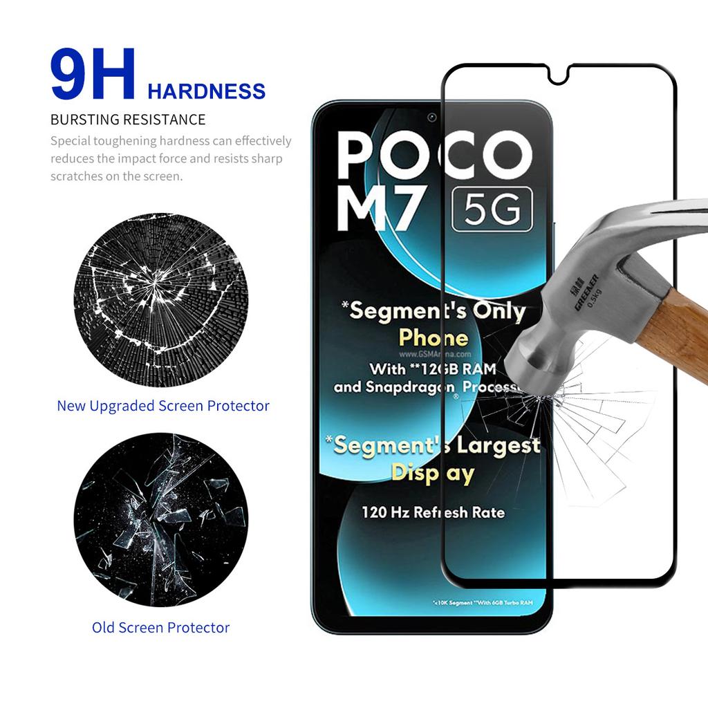 RURIHAI Защитное стекло для экрана Xiaomi Poco M7 5G Вторичная закалка Пленка из высокоалюминиево-силикатного стекла