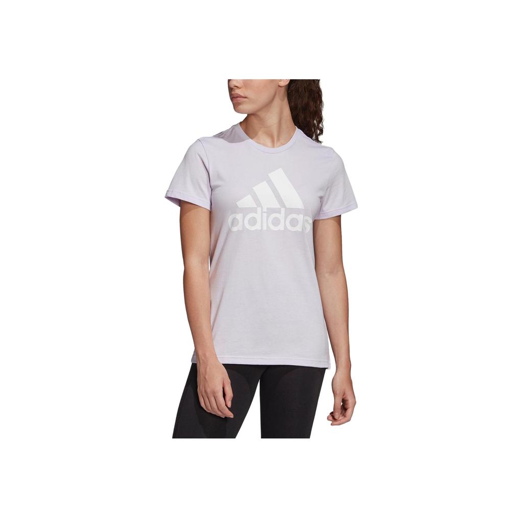Adidas Футболка Must Haves Crew Neck Solid Logo Print T-Shirt Women T Shirts Purple Gray FQ3240
