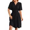 Summer Women's Dress V-Neck Waisted Flared Sleeve Fashion Dresses