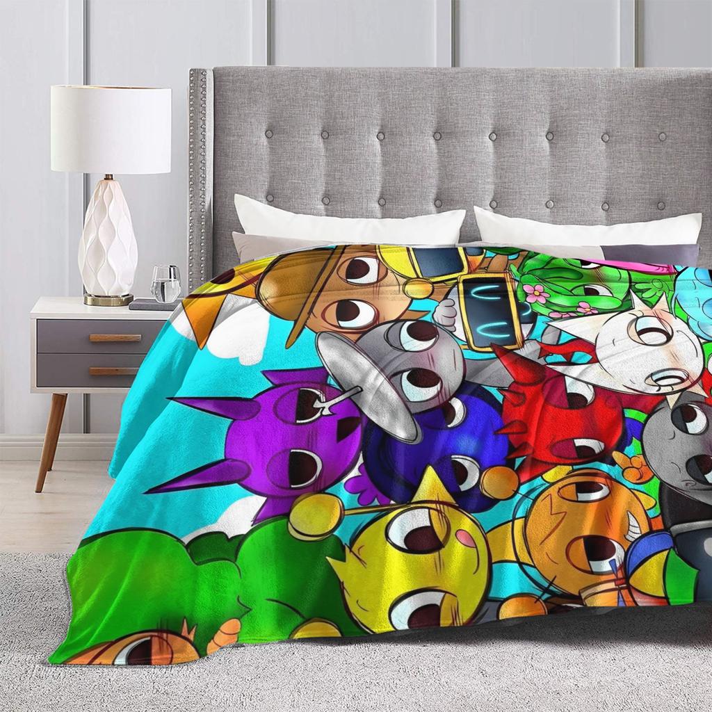 Sprunkis Plush Blanket Cartoon Game Awesome Throw Blankets for Sofa Bedding Lounge 150*125cm Plush Thin Quilt