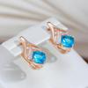 Square Blue Zircon Drop Shape Hollow Earrings Women Fashion Geometric Jewelry Party Accessories