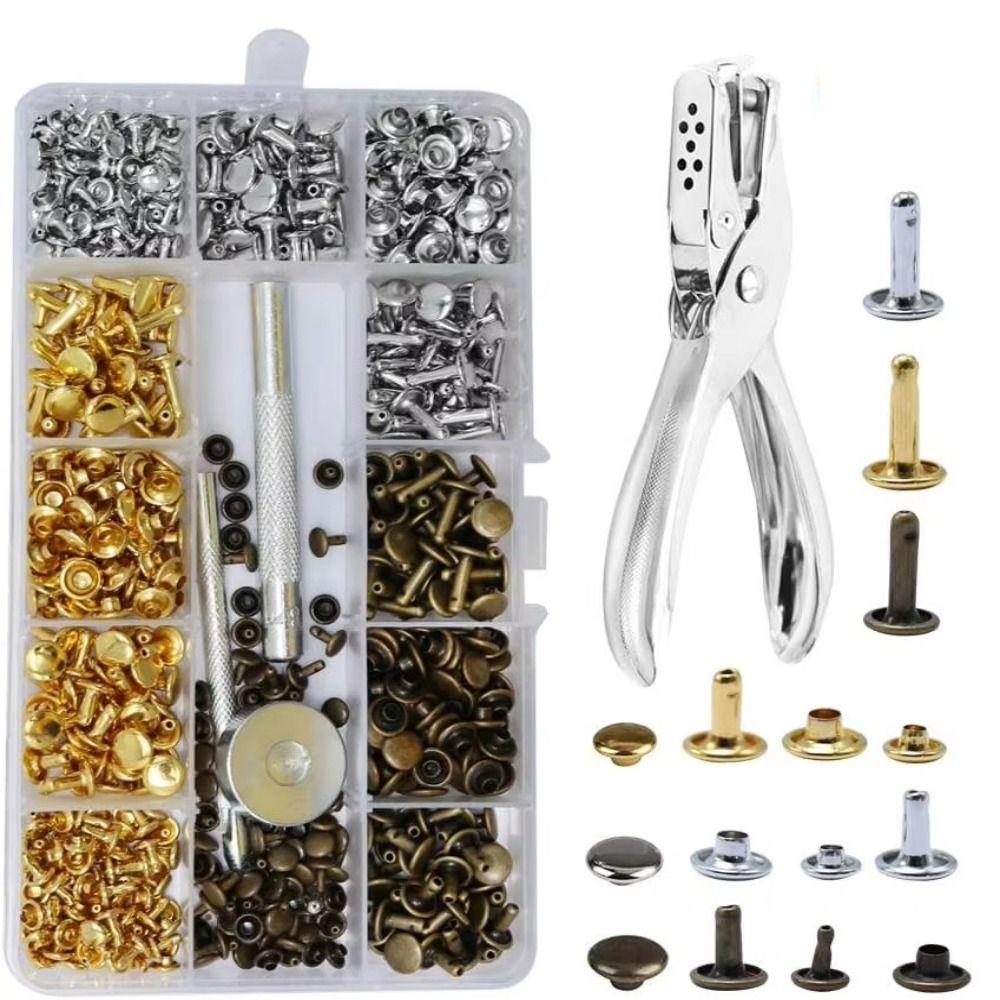 Tubular Rivets Snap Fastener Leather Rivets Metal Studs Double Cap Rivet Stud Fixing Tools
