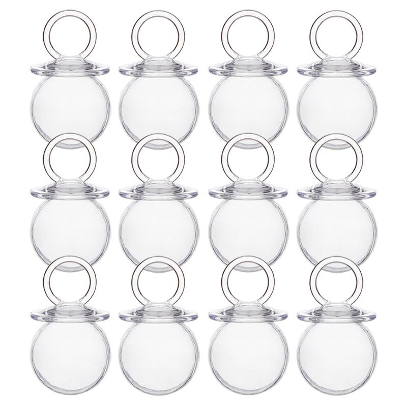 12pcs/set Transparent Plastic Wedding Candy Box Cute Pacifier Shape Storage Box Baby Shower Birthday Party Gift Packaging Box