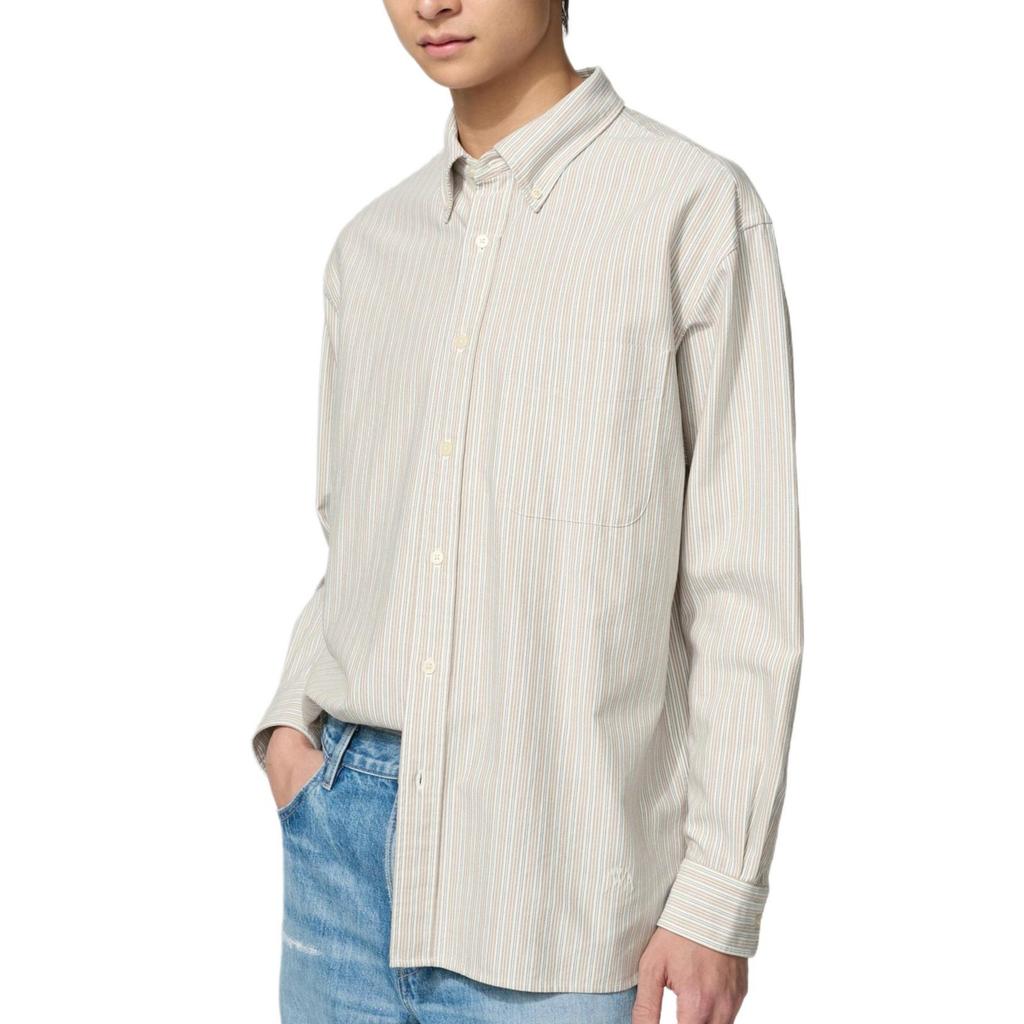 Uniqlo Полосатая Длинная Мягкая Рубашка Мужские рубашки 488798-32