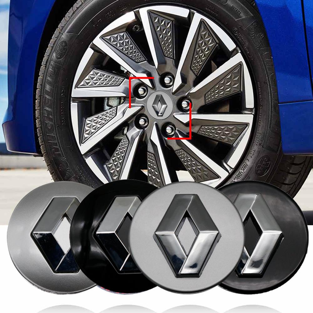2026 Hot For Renault Interior Stickers 4Pcs 57/60mm Car Wheel Hub Center Caps Rim Cover Badge For Renault RS Koleos Captur Kadja Z111