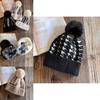 Knit Hat For Women With Vintage Houndstooth Pattern And Warmth For Autumn Winter Fashion