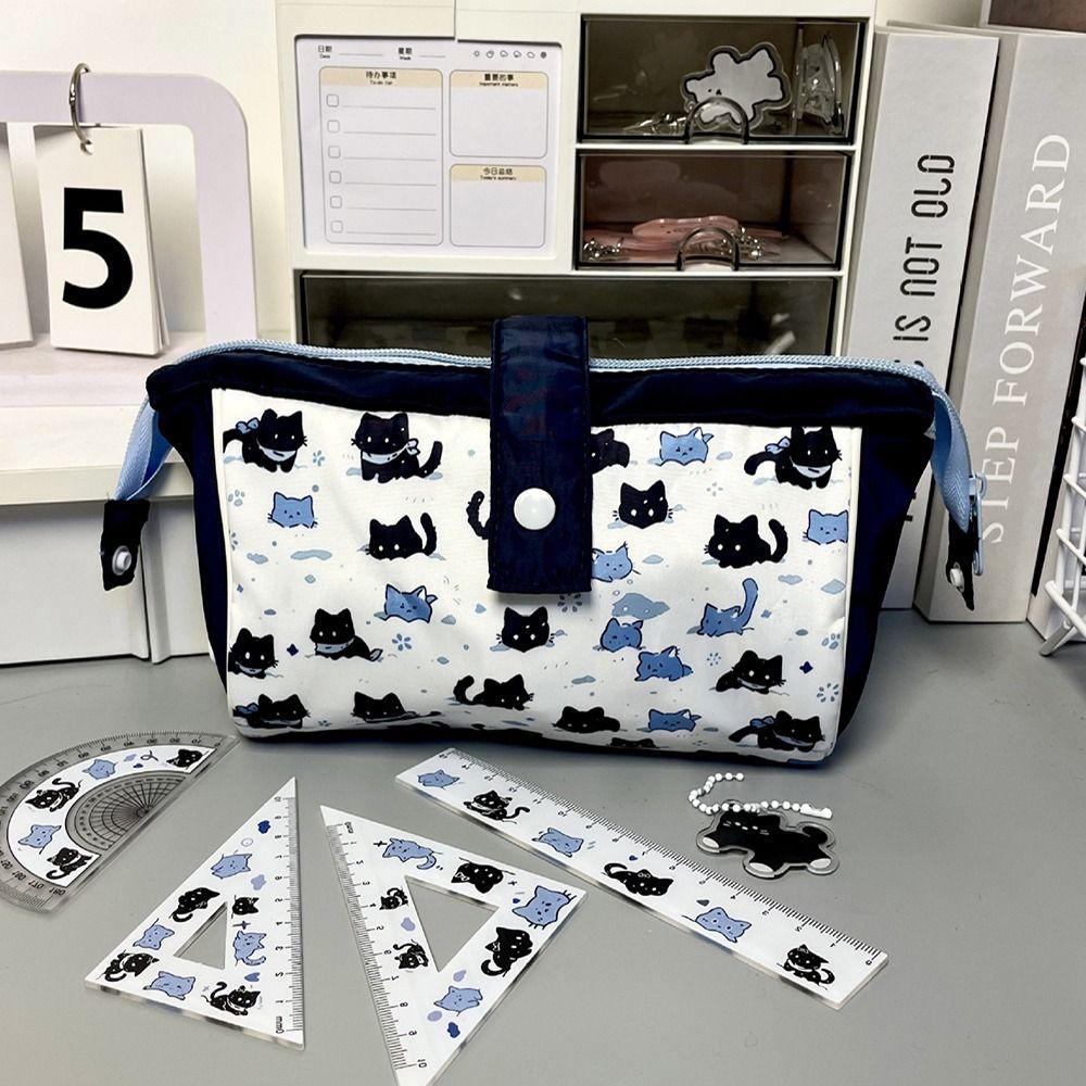 Canvas Pencil Case Large Capacity Pen Box Cartoon Stationery Bag  Gift