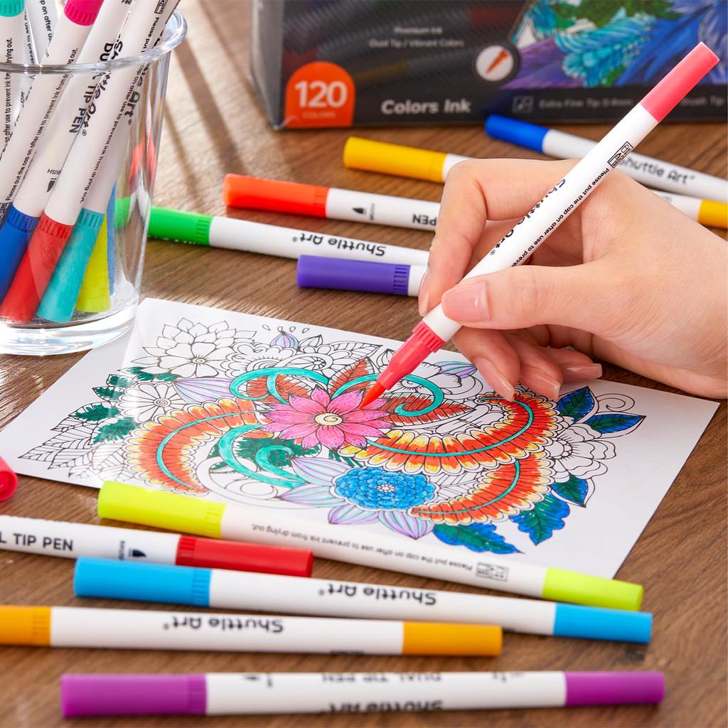 Shuttle Art Brush Pen Watercolor Brush 120 Color Set Marker Pen Watercolor Pen Twin Marker Brush Pen Ultra Fine Pen Waterproof Quick Drying