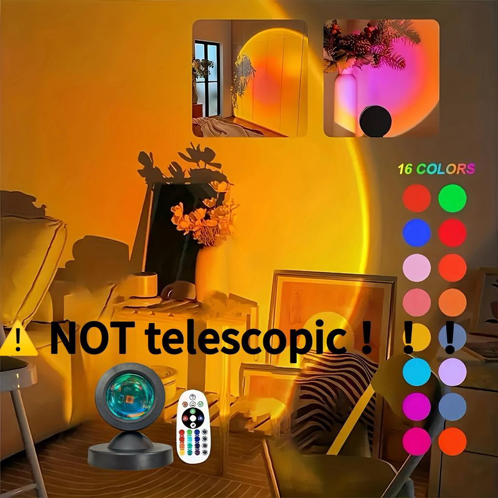 Световая проекция заката со светодиодами RGB, 16 цветов, с пультом дистанционного управления, ночник, реквизит для фотосъемки спальни