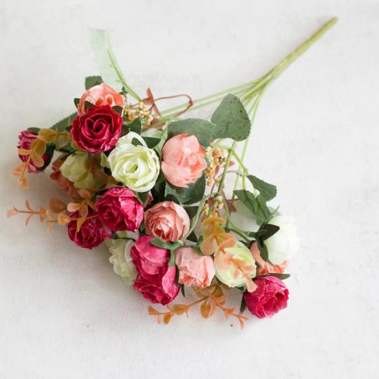 1 Bouquet Artificial Plastic Rose Flower Plant Home Office Shop Decoration