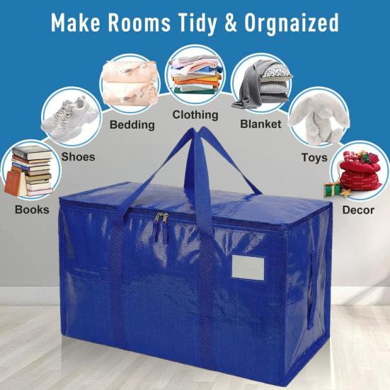 Сумки для переезда с ручками для переноски Сверхпрочные Водонепроницаемые Хозяйственные сумки Большой вместимости Складные сумки для хранения для общежития, путешествий, кемпинга