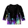 Children's 3/4 Sleeve Tops Casual Christmas Print T Shirt Round Neck Pullover Blouse