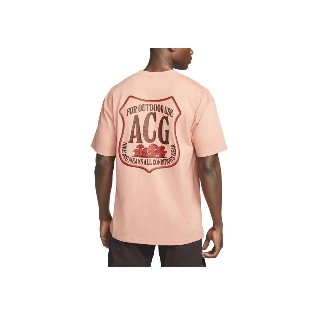 Nike Graphic Print Crew Neck Straight Cut Short Sleeve T-Shirt Men Tops Pink DR7757-824