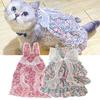 Pet Skirt Bowknot Decor Floral Printing Sling Pleated Hemming Summer Small Dog