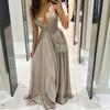 Floor-Length Formal Dress Popular Lady Adjustable Strap Low Cut Backless Strap Formal Dress