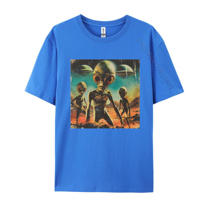 Vintage Alien Tshirt Men Tshirts Printed Cotton Tops Simple Style Casual Clothes Mens Shirts Graphic Tee