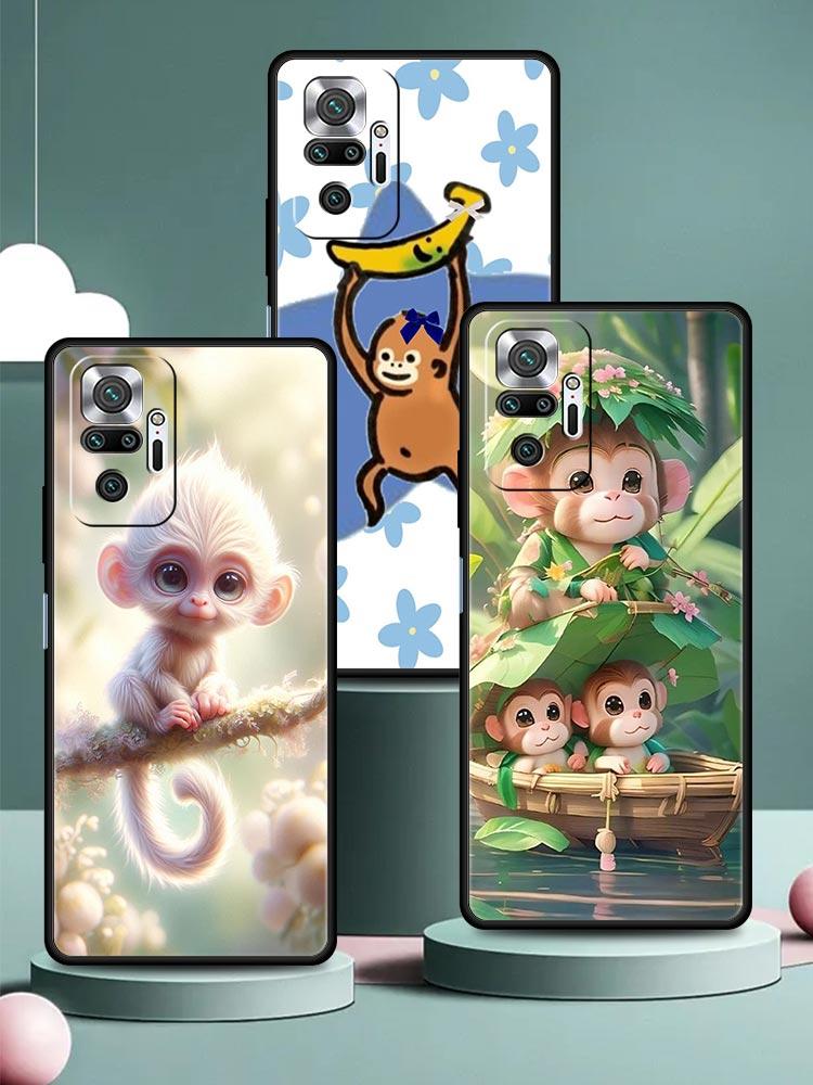 Monkey And Banana Phone Case Cover for Redmi 14C 10C Note 15 14 13 12 10 11 K40 Pro Plus 5G Soft TPU Shockproof Shell Capas Bags