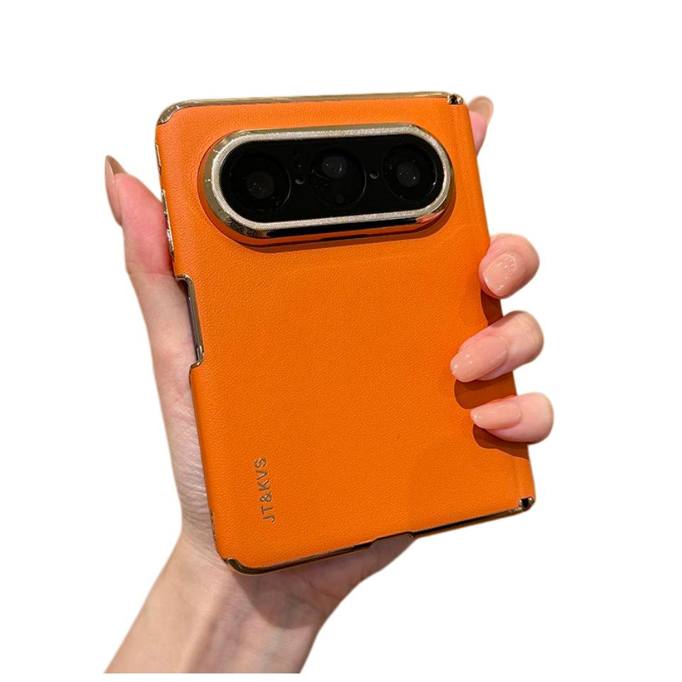 Применимо к чехлу для складного смартфона Huawei puraxmax с двойной центральной осью, широкий изгиб, гладкая кожа, гальваническое покрытие, противоударный жесткий чехол