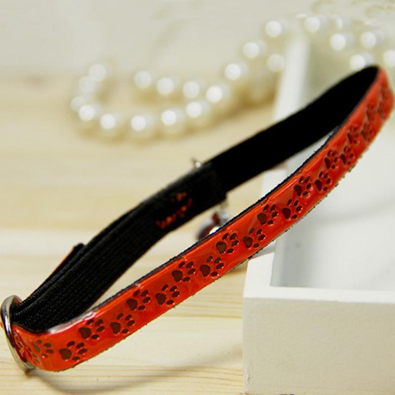 Paw Reflective Dog Cat Traction Rope Haulage Rope Necklace Pet Leash Retractable Cats Collar Leash Chain Collars with Bell