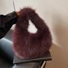 Autumn and Winter Plush Shoulder Handbag Crescent Bag Fashionable Armpit Bag Cute Ladies Wallet