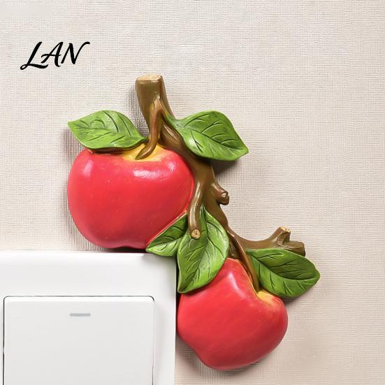 Decorative Switch Surround Fruit Wall Stickers, Creative Kitchen 3D Cute Bedroom Aesthetic Accessories Socket Decor, Resin Waterproof Decal