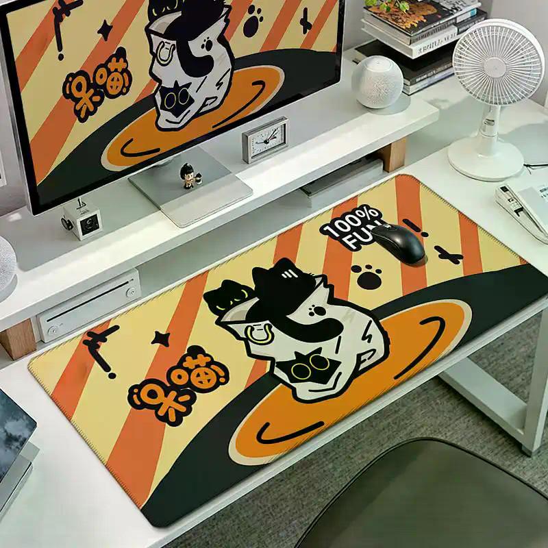 Cartoon Cute Little Black Cat Large Mouse Pad Work Station Computer Keyboard Non-slip Mat Dormitory Thickened Wrist Cushion