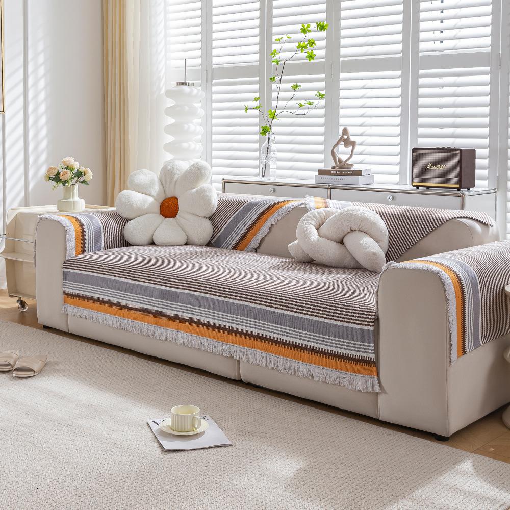 Подушка для дивана из хлопкового льна Four Seasons Universal Weaving Plaid Non Slip Sofa Cover Подушка для утолщенной мебели для гостиной Dust