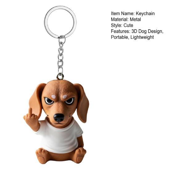 Поза среднего пальца Брелок для щенка 3D Дизайн собаки Брелок Рюкзак Крутое украшение щенка Аксессуары для сумки