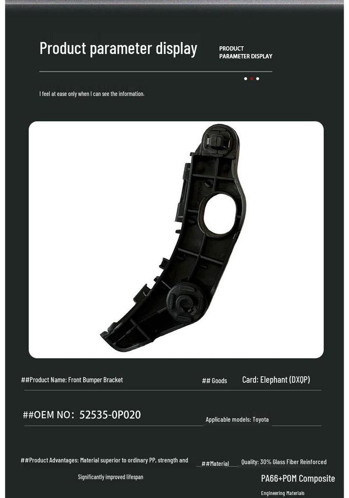 52535-0P020 Front Bumper Bracket RH Fit for Toyota Reiz 2010-2015