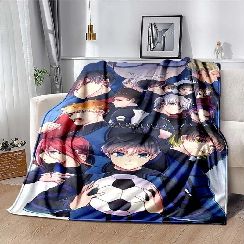 Japanese Cartoon Anime Blue Lock Flannel Throw Blanket Adult Kid Winter Warm Blanket for Bedroom Living Room Sofa Travel Picnic
