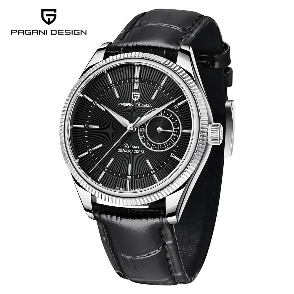 New PAGANI DESIGN Luxury Quartz Watch for Men Mechanical Travel Time Wristwatch Men's Leather 20 Bar Waterproof Japan VH65