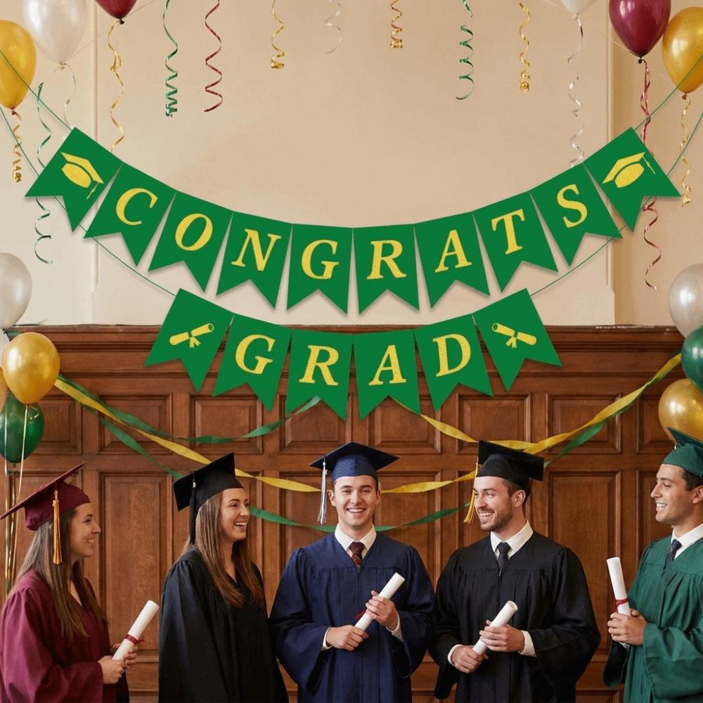 Celebration Graduation Party Banner Reusable Paper Pull Flag Graduation Banner Garland Wall Decor