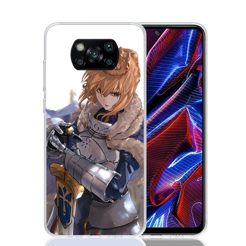 Чехол для телефона Fate Zero Stay Night Saber для Xiaomi Poco X7 X6 X5 Pro F7 Ultra Redmi 15C 15 13 13C 12 12C 10 10A 10C 9 9A 9C 9T Cov