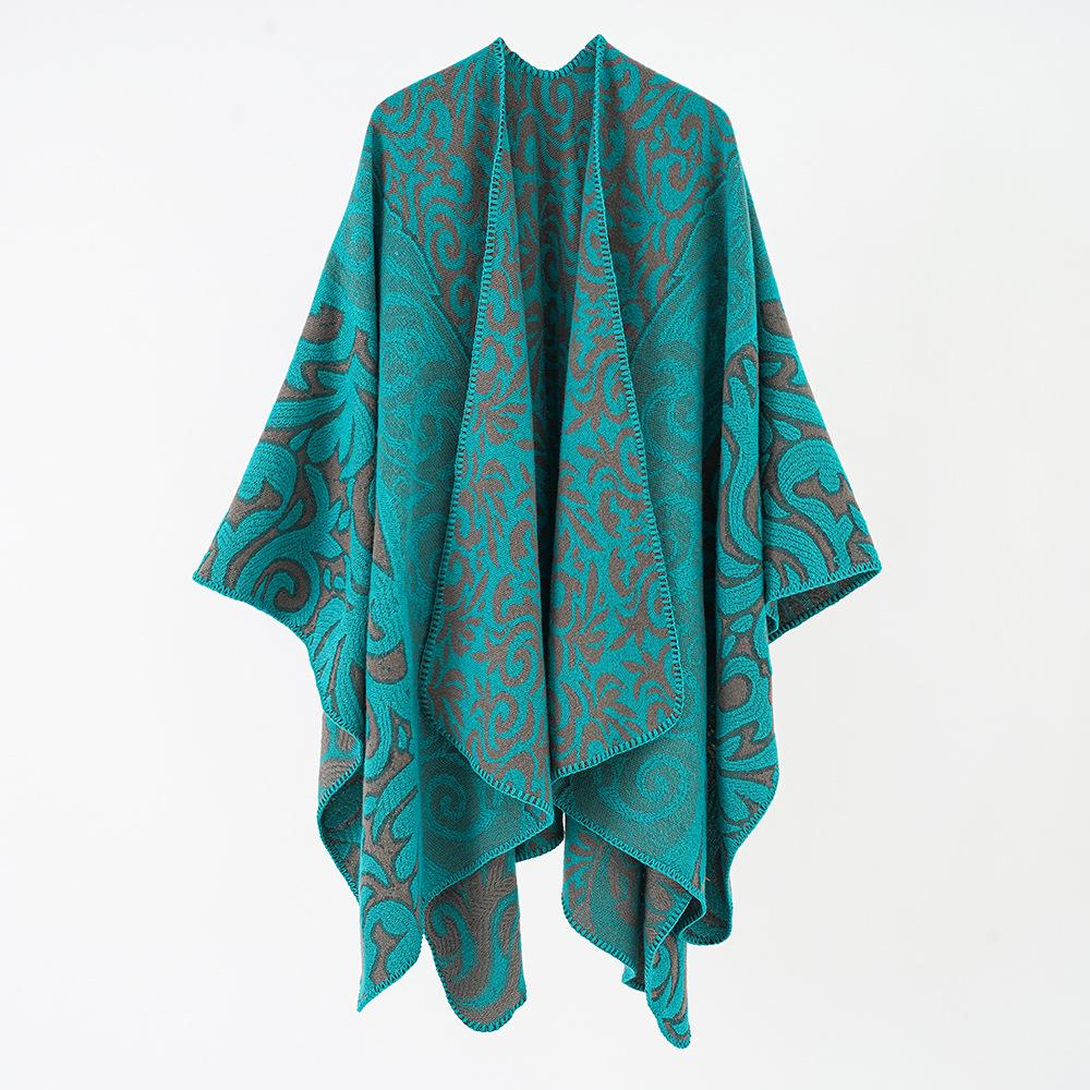 Fashion Floral Ponchos For Women Winter Warm Thick Oversized Shawls And Wraps Cashmere Pashmina Female Bufanda Mujer Luxury