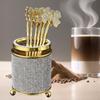 Coffee Spoon Set Dessert Holder with Storage Bucket Tea Spoons 6 Small Espresso for