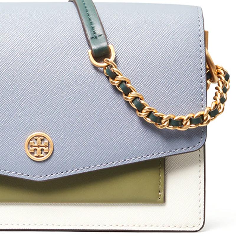 Tory Burch Tb Robinson Color Block Leather Mini Shoulder Bag Women Bags Cloud-Blue 80758-420