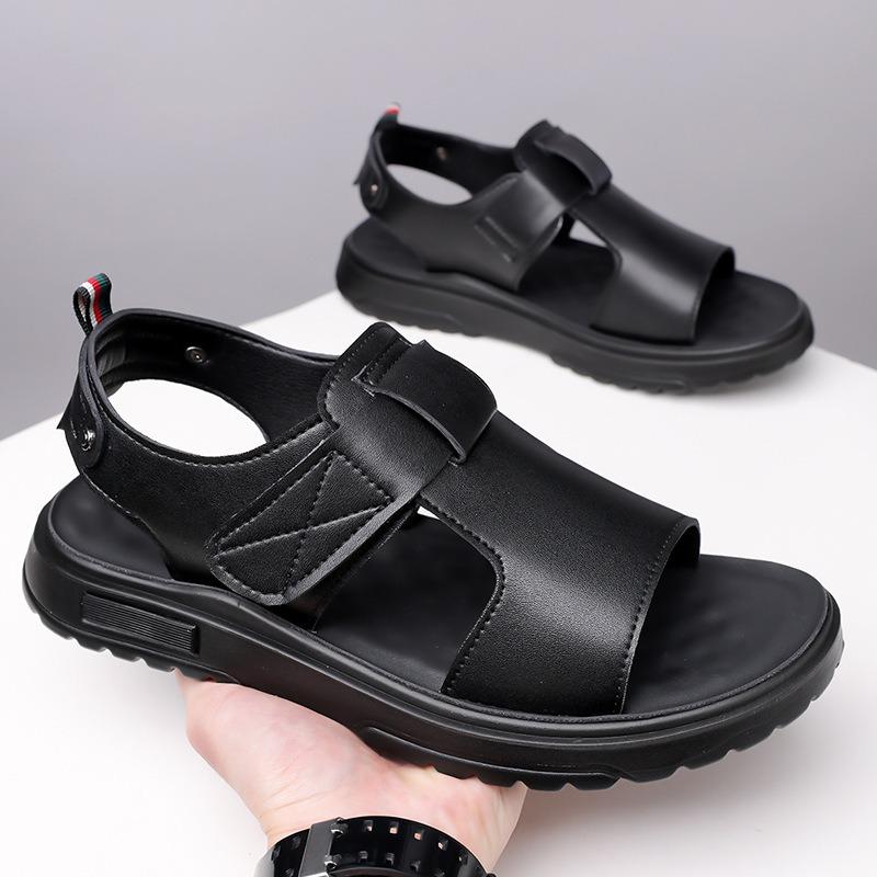 Men's Sandals Fashion Business Leather Sandals Non Slip Platform Sandals for Men 2025Summer Casual Beach Shoes Sandalias Hombre