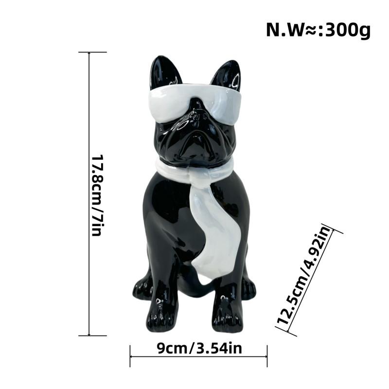 Resin French Bulldog Figurine With Ribbon Glasses Desktop Decor Home Ornament Gift Friends Family