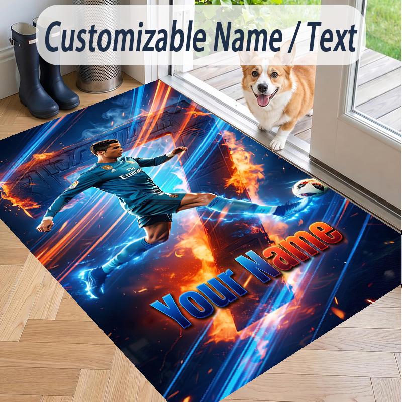 Custom Text Printed Rug Cristiano Ronaldo Non Slip Floor Carpet For Home Room Decor