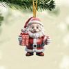 Рождественское украшение Дед Мороз 2D Акриловый мультяшный Санта с подарочной коробкой Украшение на рождественскую елку для рождественской елки Праздничный домашний декор
